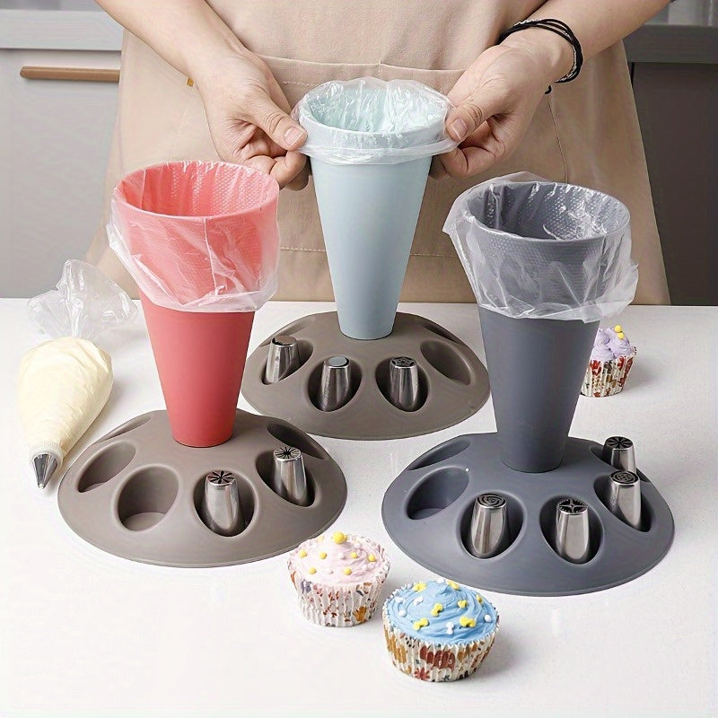 Piping Bags and Tips Set 17pcs Cake Decorating Kit with Icing Bag Holder – Multiple Nozzle Shapes for Professional & Home Baking