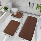 Plush Memory Foam Bath Mat Set 3 Piece – Soft Non-Slip Fast Absorbent Machine Washable Thickened Bath Rug for Bathroom, Shower, Kitchen & Bedroom – 9 Colors
