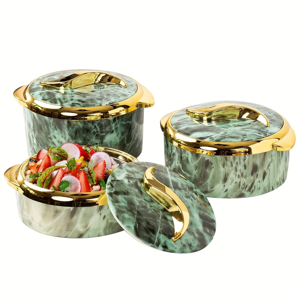 Insulated Thermal Casserole Dish Set with Lids 3-Piece – Stainless Steel Hot & Cold Food Warmer for Buffets, Hot Pot, Family Gatherings & Potlucks – 5 Colors