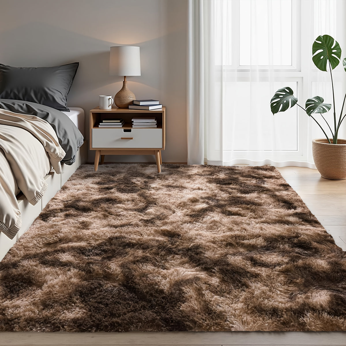 Tie-Dye Fluffy Area Rug – Ultra-Soft Thickened Plush Indoor Mat for Living Room, Bedroom & Office, 9 Colors 6 Sizes, Boho Machine-Woven Floor Carpet