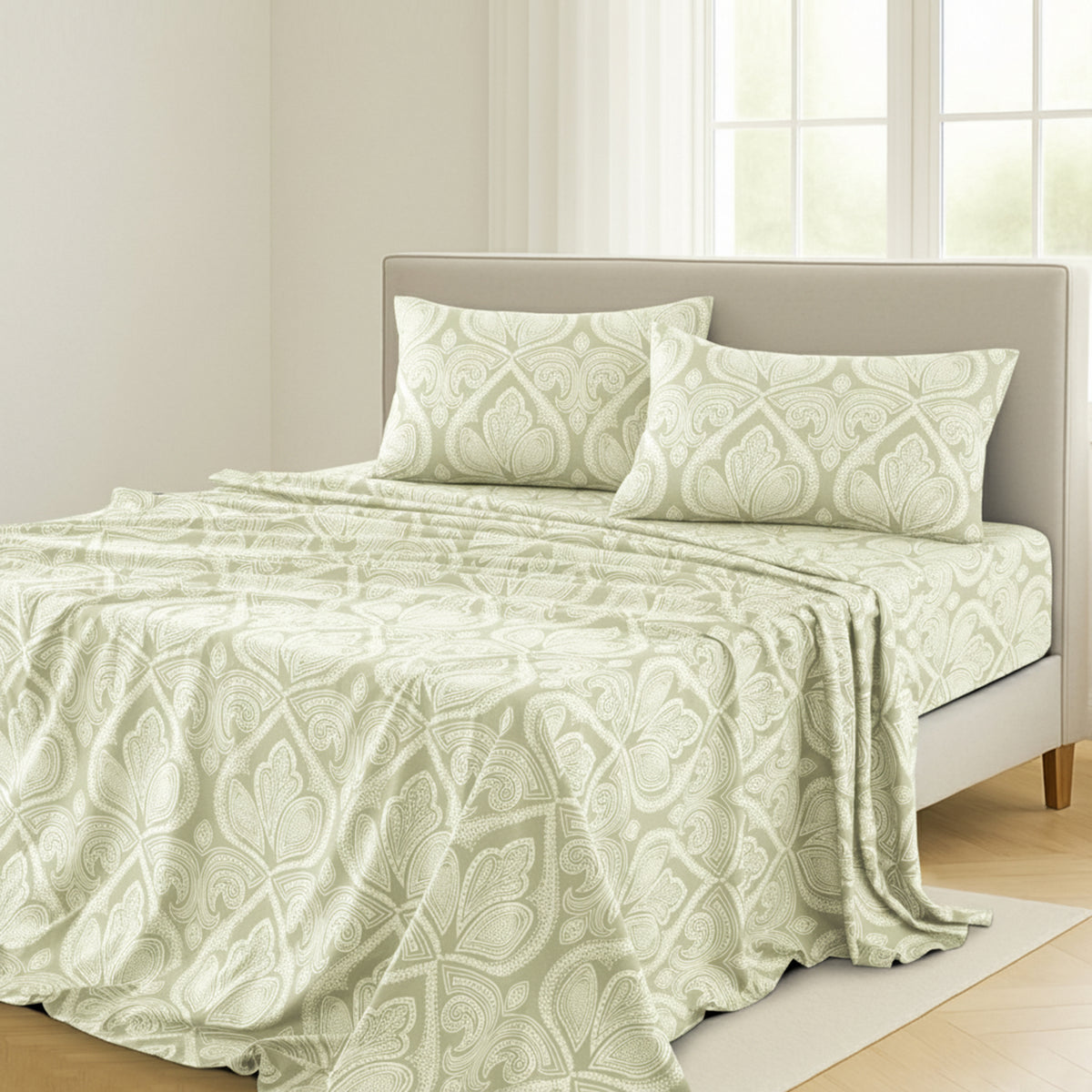 Paisley Bed Sheet Sets Queen King Twin Full Cal King – Soft Brushed Microfiber Deep Pocket Fitted Sheet & Pillowcases, Wrinkle Free