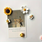 Fridge Magnets with Photo Message Holders Set of 5 – Flower & Bee Multicolor Oval Refrigerator Magnets for Home, Office & Holiday Gifts, Cute Decorative Photo Display Magnets