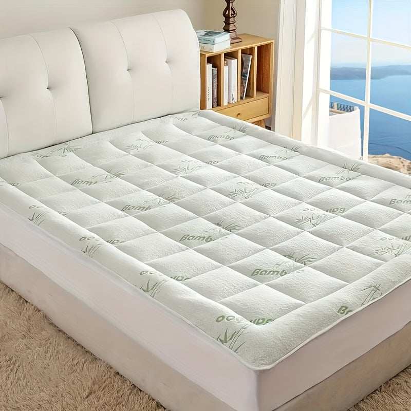 Bamboo Cooling Mattress Cover Deep Pocket 8-21 Inch, Soft Breathable Mattress Topper Protector for Twin Full Queen King Cal King, Hotel Quality Bedding for Home Hotel Dormitory