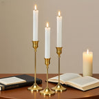 Copper Taper Candle Holders Set 30/36/48 Pcs Retro Minimalist Candlestick for Dining Table Wedding Birthday Christmas Fireplace Home Decor
