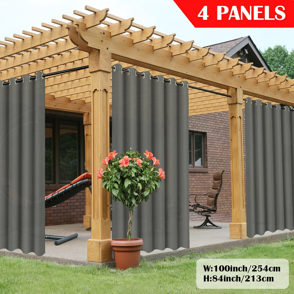 Outdoor Curtain Panels for Patio Gazebo Porch – Weather-Resistant, Light-Filtering Sun Block Privacy Drapes, 4 Panels, Multiple Sizes & Colors