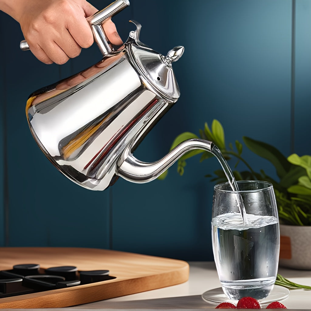 Stainless Steel Kettle with Filter Tea Pot Coffee Pot Cold Water Pitcher Induction Cooker Compatible for Home Hotel Restaurant Golden Finish