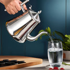 Stainless Steel Kettle with Filter Tea Pot Coffee Pot Cold Water Pitcher Induction Cooker Compatible for Home Hotel Restaurant Golden Finish