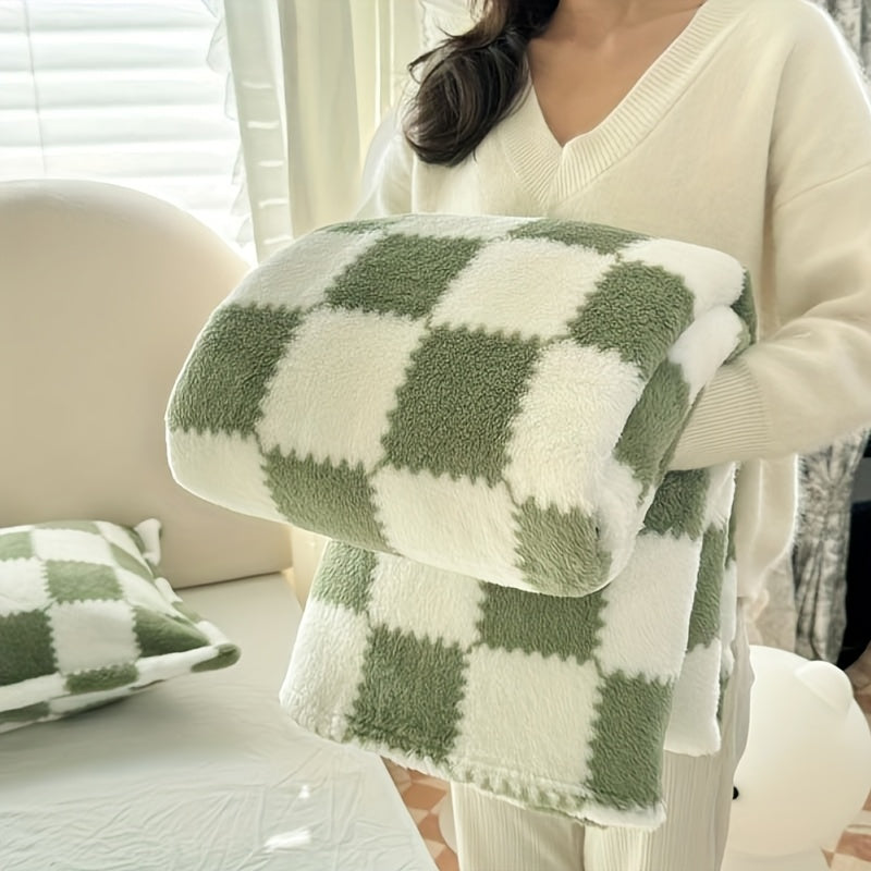 Double-Sided Velvet Plaid Blanket Super Soft Machine Washable for Home Bedroom Sofa Travel Panda Print Black White Blue Green Yellow Pink Coffee 4 Sizes
