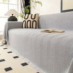 Herringbone Sofa Cover with Tassels – Washable Polyester Throw for 3-Seater, 4-Seater & Large Sofas | Grey, Coffee, Green