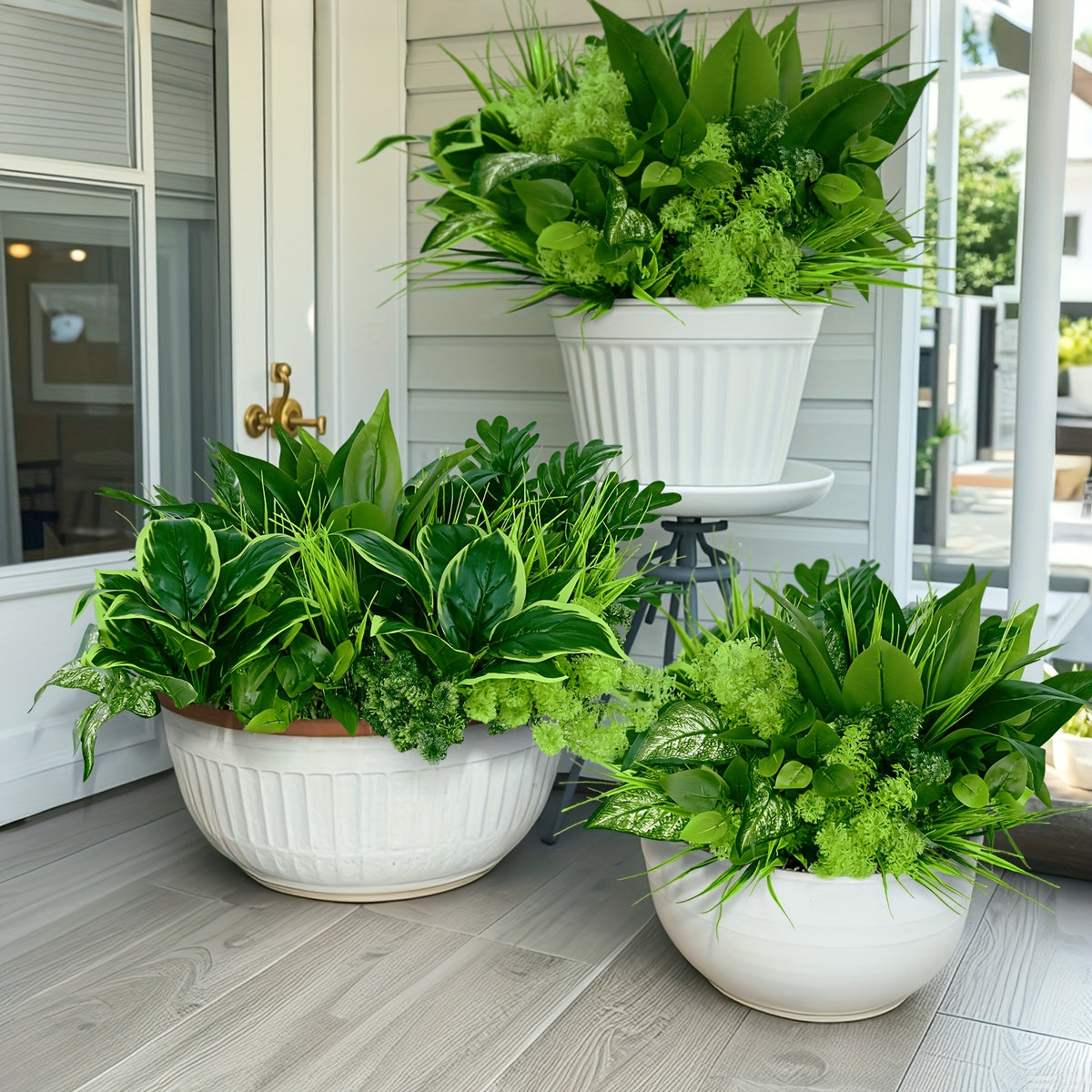 Artificial Boxwood Stems Set of 9 UV Protected Faux Greenery – Indoor Outdoor Fake Plants for Hanging Garden Porch Window Box Wedding Farmhouse Decor