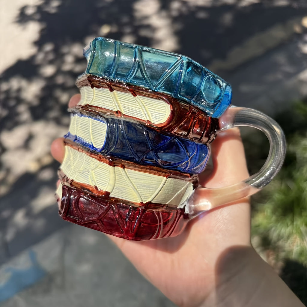 Hand-Painted Book Stack Coffee Mug Stained Glass Art 7oz 14oz Stackable Glass Cup - Novelty Gift for Book Lovers Librarians Women Book Club Literature Enthusiasts | Nuvia Haven
