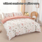 Duvet Cover Set Multicolor Floral Print Queen King Twin Full - 3-Piece Soft Breathable Bedding with Pillowcases, Boho Bedroom Decor All-Season