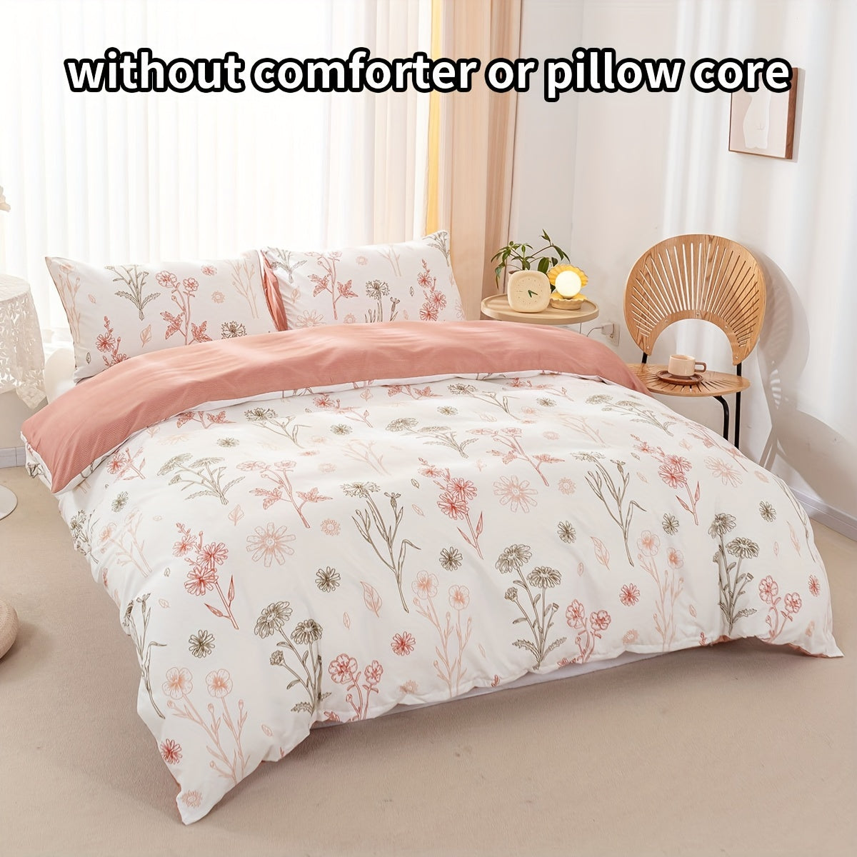Duvet Cover Set Multicolor Floral Print Queen King Twin Full - 3-Piece Soft Breathable Bedding with Pillowcases, Boho Bedroom Decor All-Season