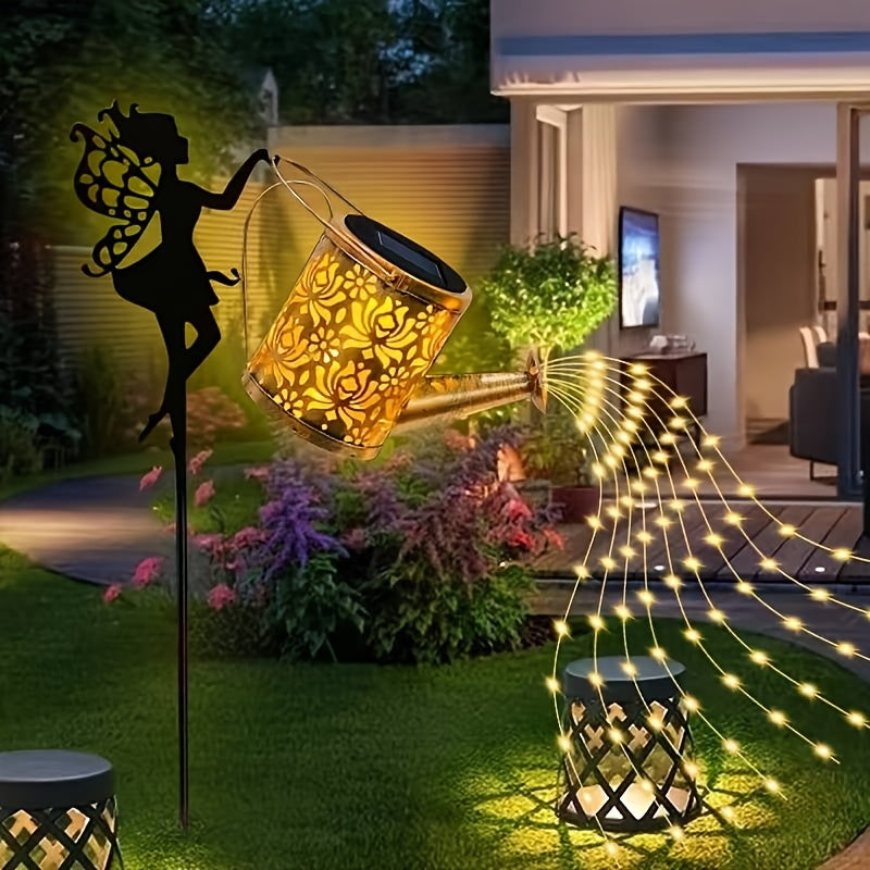 Solar Fairy Watering Can Light with String Lights – Vintage Metal Outdoor Garden Lamp, 600mAh Battery, Auto Dusk-to-Dawn, Portable Pathway & Patio Decor Light for Lawn & Garden, White or Colorful