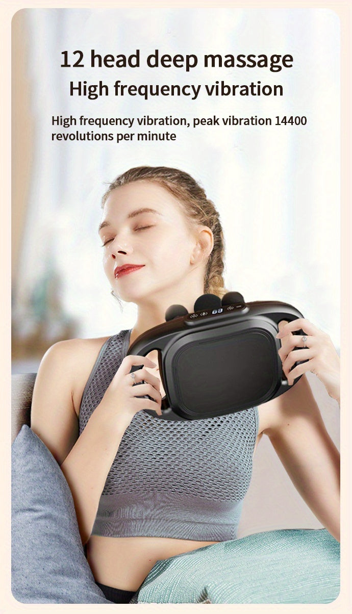 Fascia Gun Deep Tissue Percussion Massager with 9 High-Frequency Modes & Multiple Massage Heads, USB Rechargeable 2000mAh, Targets Legs, Waist, Back & Hips, Fitness Recovery Gift for Men & Women
