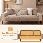 Velvet Sofa Cover Non-Slip Washable Plush Couch Slipcover Pet Friendly Thick Padded Furniture Protector 1 2 3 4 5 Seat Living Room Bedroom