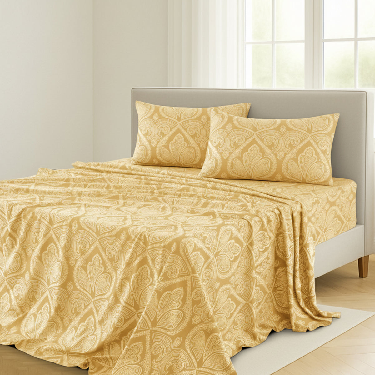 Paisley Bed Sheet Sets Queen King Twin Full Cal King – Soft Brushed Microfiber Deep Pocket Fitted Sheet & Pillowcases, Wrinkle Free