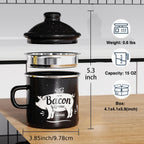 Stainless Steel Grease Container with Strainer and Spoon 15oz Cooking Oil Storage Jar Kitchen Essential Christmas Gift
