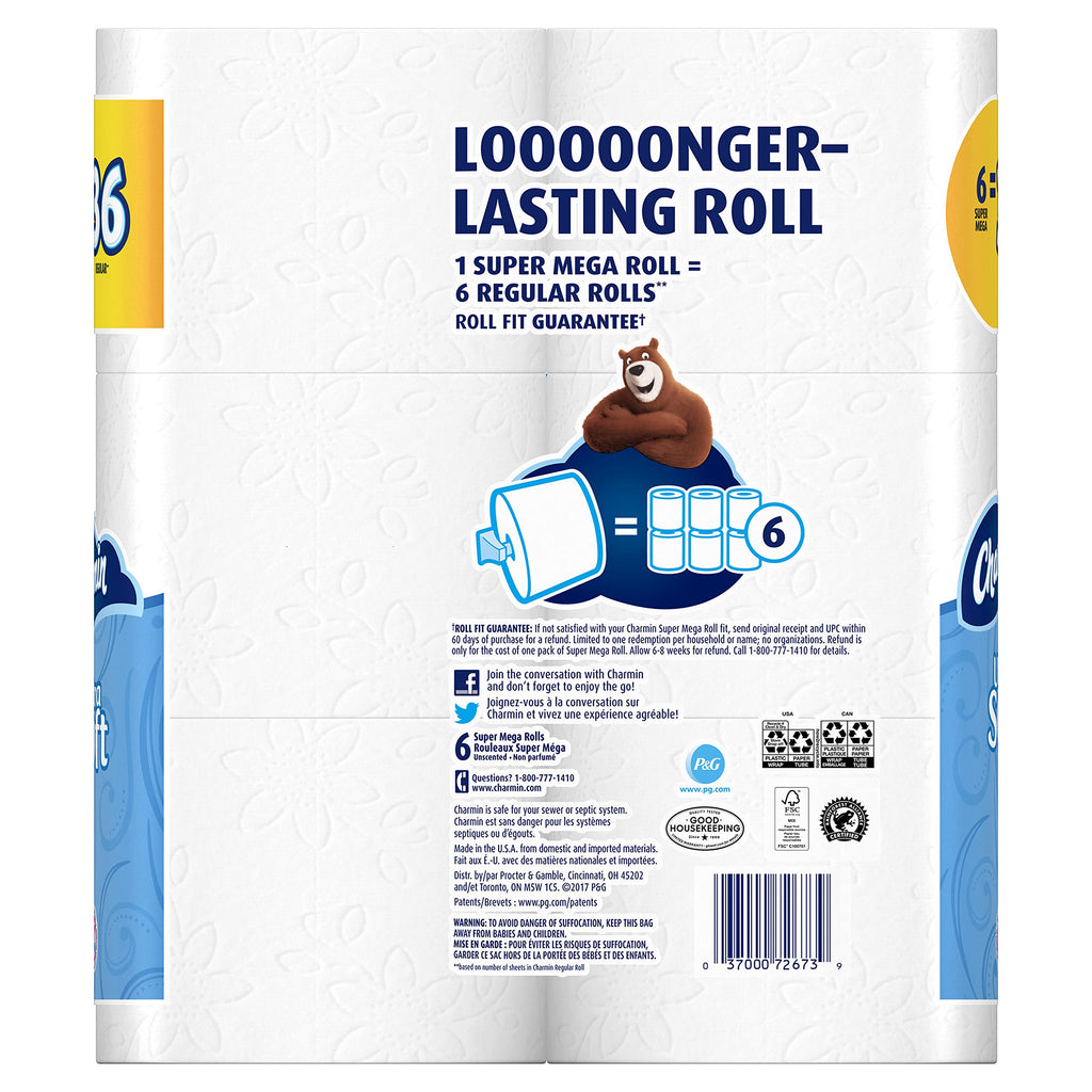 Ultra Soft Mega Roll Toilet Paper 200 Sheets – Available in 6 & 16 Count, Double & Mega Rolls, Cushiony Thick 2-Ply Bath Tissue for the Whole Family