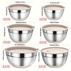 Stainless Steel Mixing Bowl Set - 304 Food-Safe Bowls for Cooking Baking and Food Prep - Versatile Kitchen Mixing Bowls for Salad Fruit Noodles and Baking Ingredients