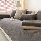 Chenille Sofa Cover for 3 4 Seater Washable Non-Slip Couch Cover Pet Friendly Furniture Protector Gray Brown Living Room