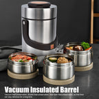 Insulated Lunch Box 3-Layer 304 Stainless Steel Vacuum Thermos Food Jar - 67oz Large Capacity Leakproof Bento Box Keeps Warm 6 Hours, Wide Mouth, for Office Work Travel Picnic Outdoor Meals
