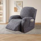 Stretch Recliner Sofa Slipcover Set of 4, Washable Couch Protector for Single Reclining Sofa with Elastic Base, Furniture Cover for Living Room