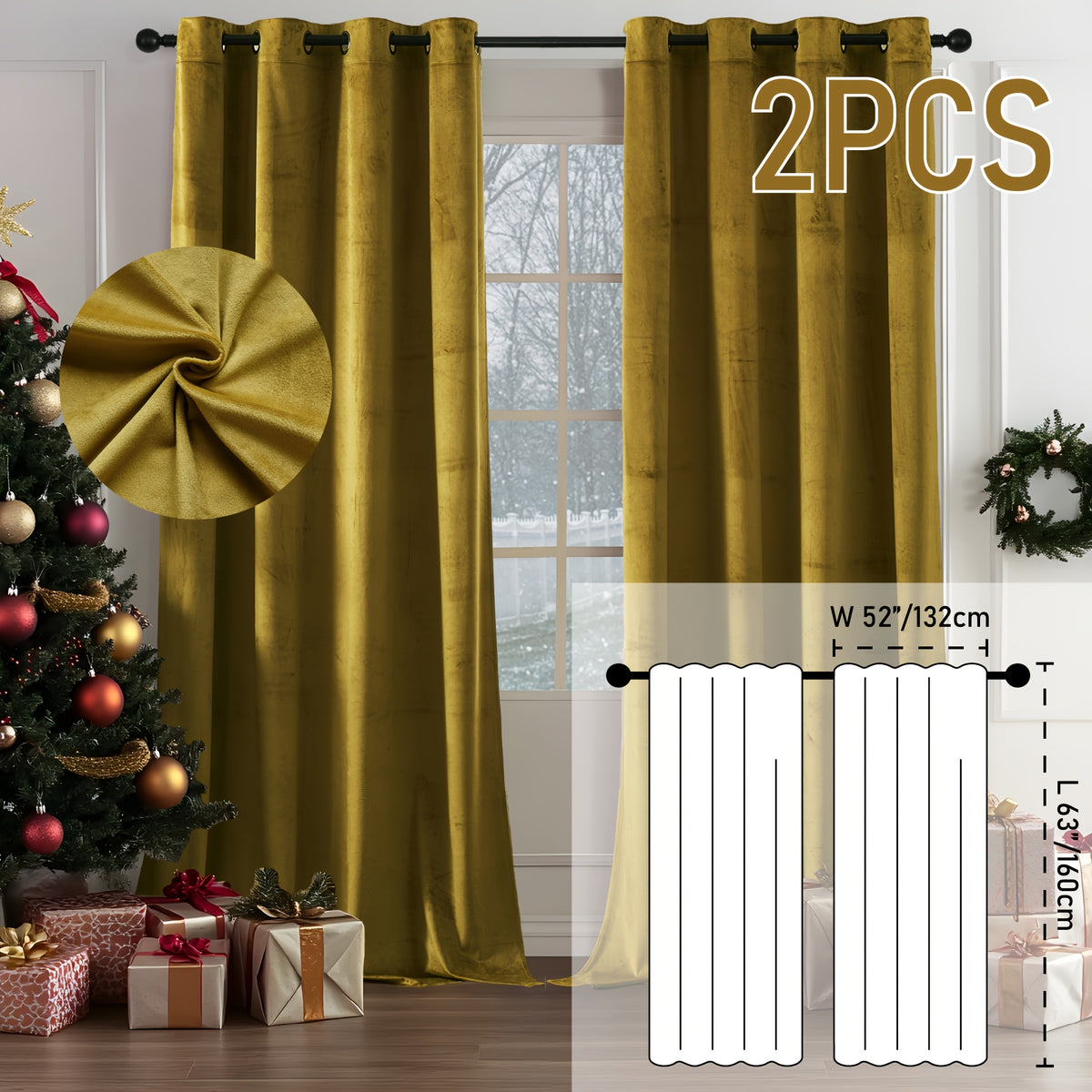 Luxury Velvet Blackout Curtains (Set of 2) | Thermal Insulated, Noise Reducing | Living Room & Bedroom