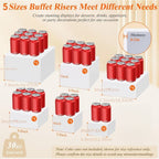 Acrylic Display Risers Set 5 Pieces – White Square Buffet Stands for Dessert Table, Party Food Display & Cupcake Tower