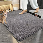 Imitation Sisal Bathroom Mat Non-Slip Water Absorbent – Cat Scratch Resistant Entryway Doormat, Mud & Sand Removal, Easy to Clean, Dark Gray & Brown, 2 Sizes