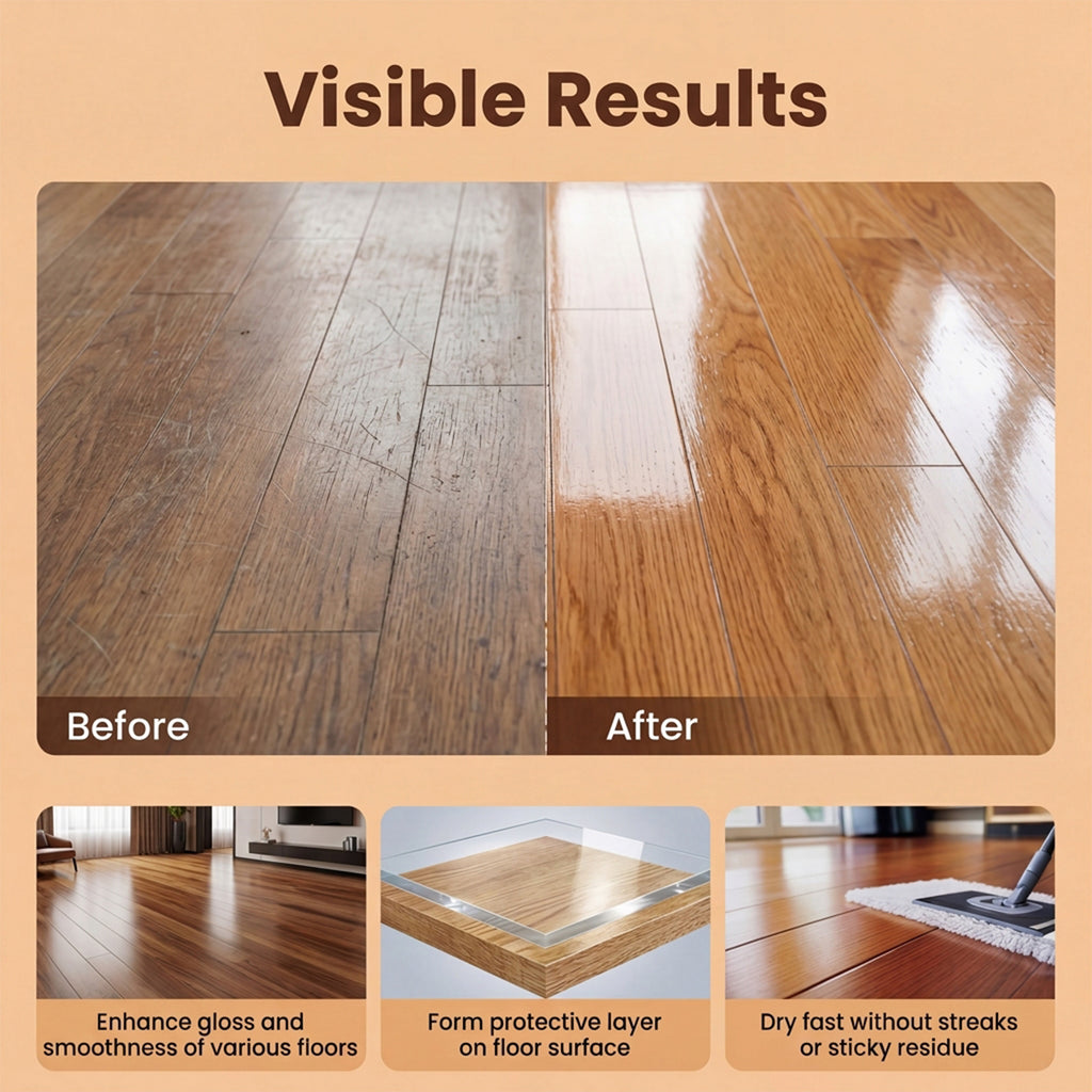 Floor Polishing Cleaner 5oz, Quick Brightening Deep Clean & Stain Removal for Wood, Tile & Marble Floors, Best Alternative to Floor Waxing for a Lasting Shine Without the Effort