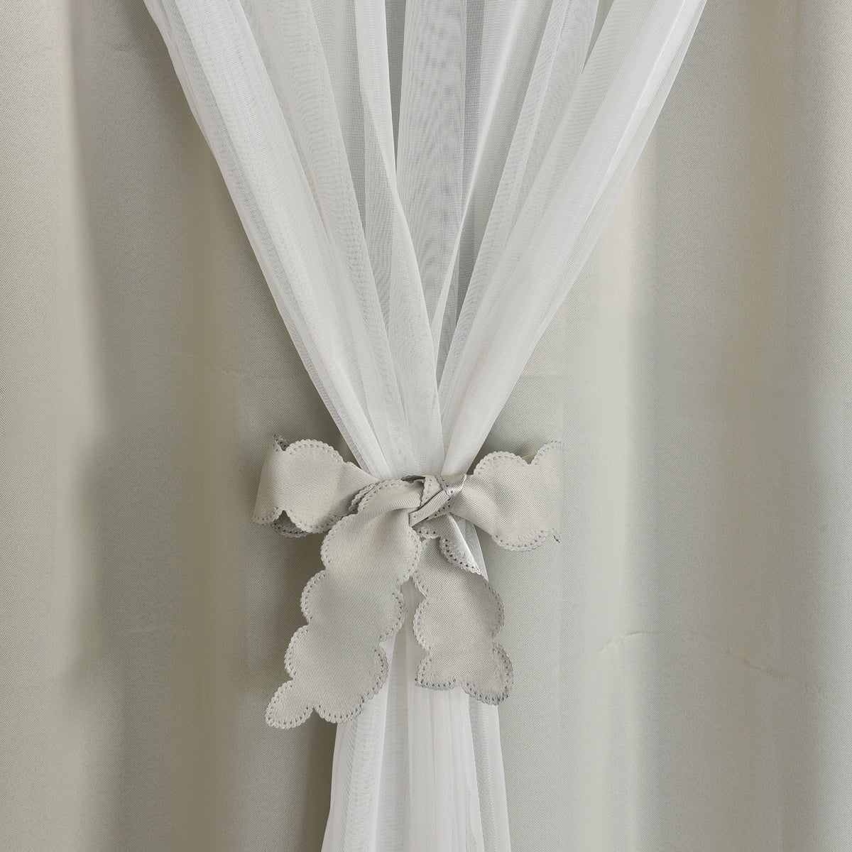 Double Layer Curtains Snowflake Embroidered Sheer Voile + Room Darkening Grommet Drapes – Thermal Insulated Tiebacks Included | 7 Colors Pack of 2