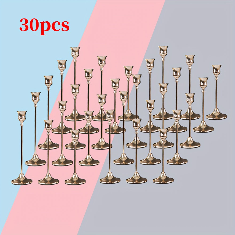Copper Taper Candle Holders Set 30/36/48 Pcs Retro Minimalist Candlestick for Dining Table Wedding Birthday Christmas Fireplace Home Decor