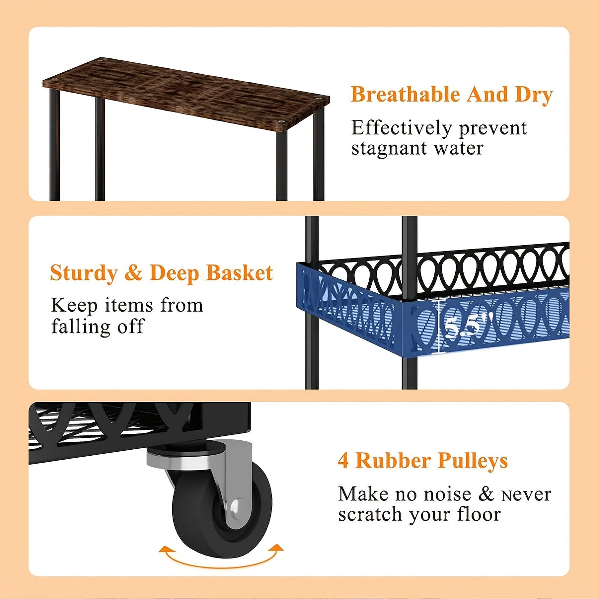 4-Tier Kitchen Microwave Oven Stand with Wheels – Vertical Baking & Bread Storage Rack for Kitchen & Dining Room | Rolling Floor-Standing Shelving