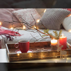 7-Piece Rustic Rectangular Serving Trays with Handles Vintage Elegance Tea Coffee Snack Fruit Dessert Tray Set for Kitchen Living Room