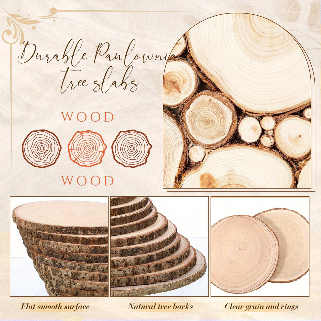 Large Wood Slices 10-12 Inch – 10-Pack Unfinished Natural Wood Rounds for DIY Crafts, Rustic Wedding Centerpieces & Table Decor (Non-Food Contact)