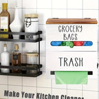 Wooden Trash Bag Dispenser Hanging Rack Under Sink Organizer for Garbage Bags Shopping Bags Tissues – Easy Install Space-Saving Kitchen Storage