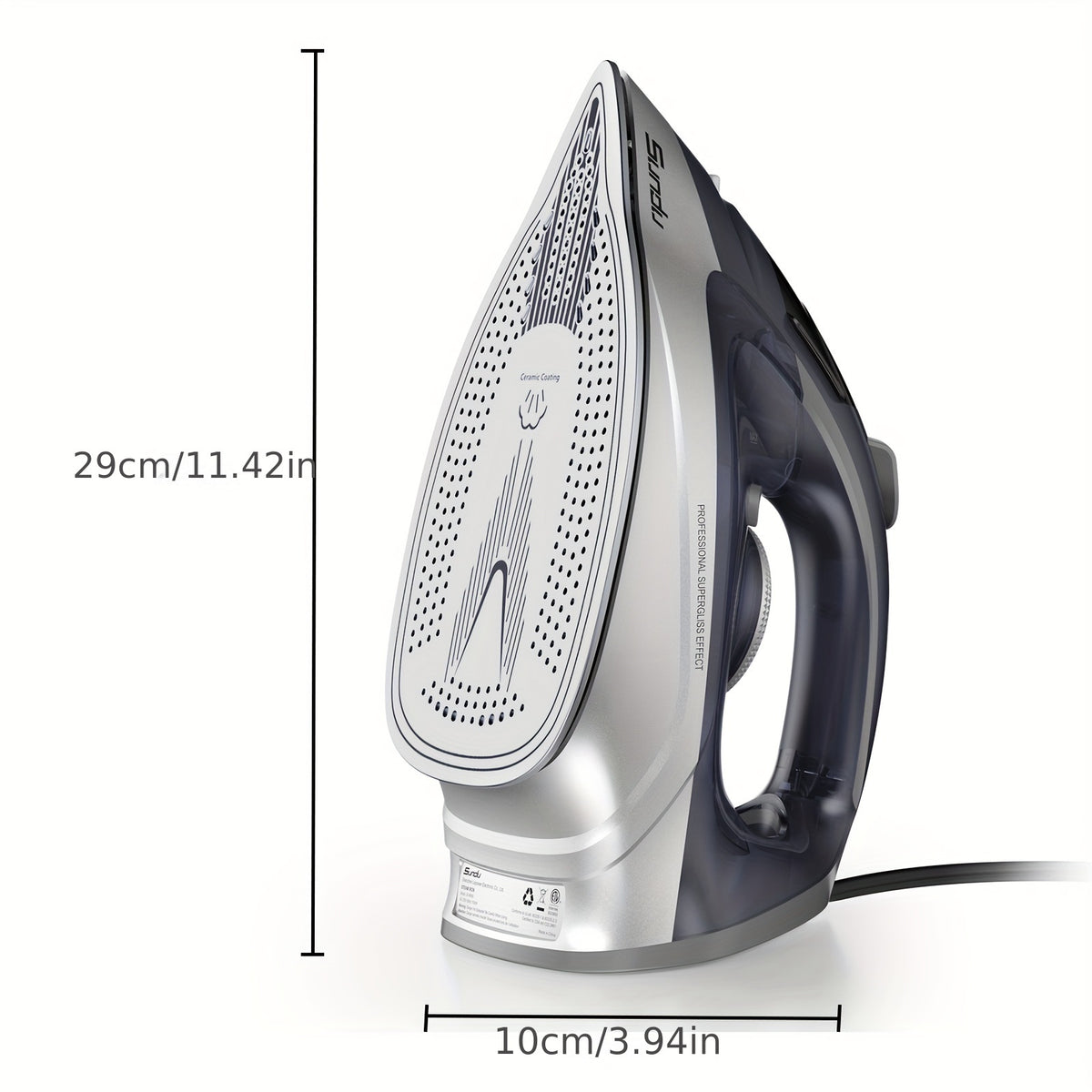 Ceramic Steam Iron 1700W Rapid Heating – Ceramic Coated Soleplate, Precise Thermostat Dial, Self-Cleaning, Auto-Off, 10.14oz Water Tank, Home Clothes Ironing, Grey