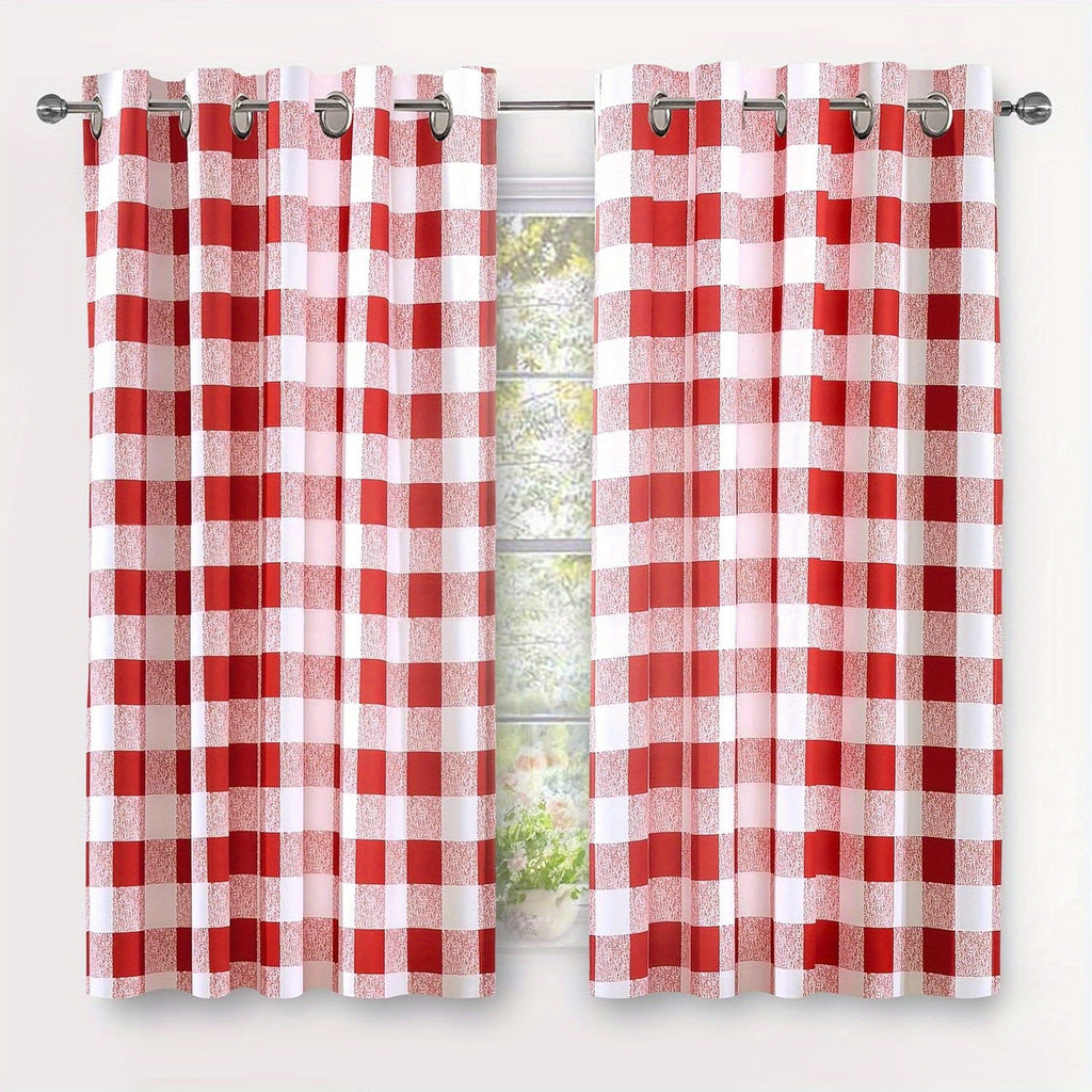 Buffalo Plaid Blackout Curtains Farmhouse Thermal Insulated Drapes | Room Darkening Window Panels for Bedroom Dining Room, 9 Colors 14 Sizes, Single or 2-Panel Set