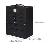Jewelry Box with Lock & Mirror, Large 6-Tier Jewelry Case with 5 Drawers, Lockable Jewelry Storage Organizer for Women, Girls & Loved Ones — Jewelry Armoire Gift