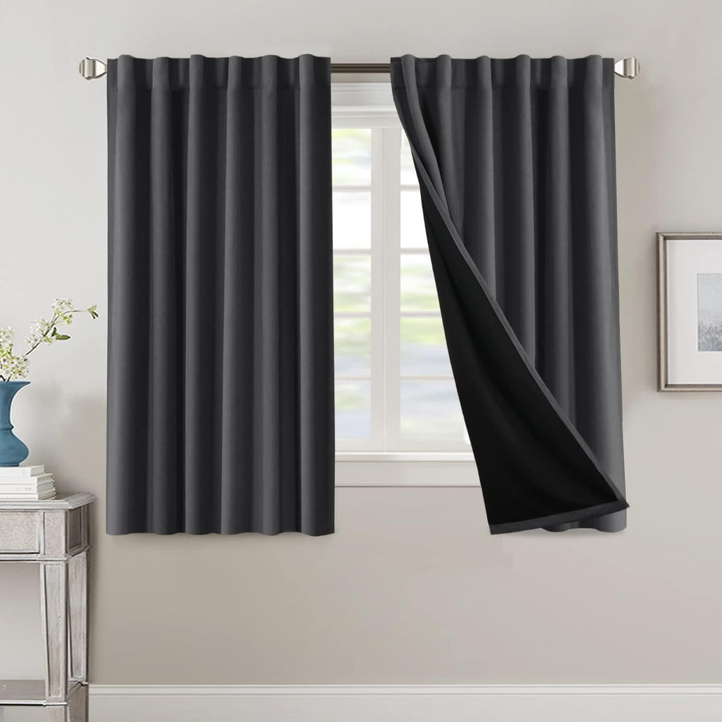 Blackout Curtains 2 Panels 100% Room Darkening 96 Inch Long – Triple Weave Thermal Insulated Back Tab & Rod Pocket Window Drapes for Bedroom & Living Room