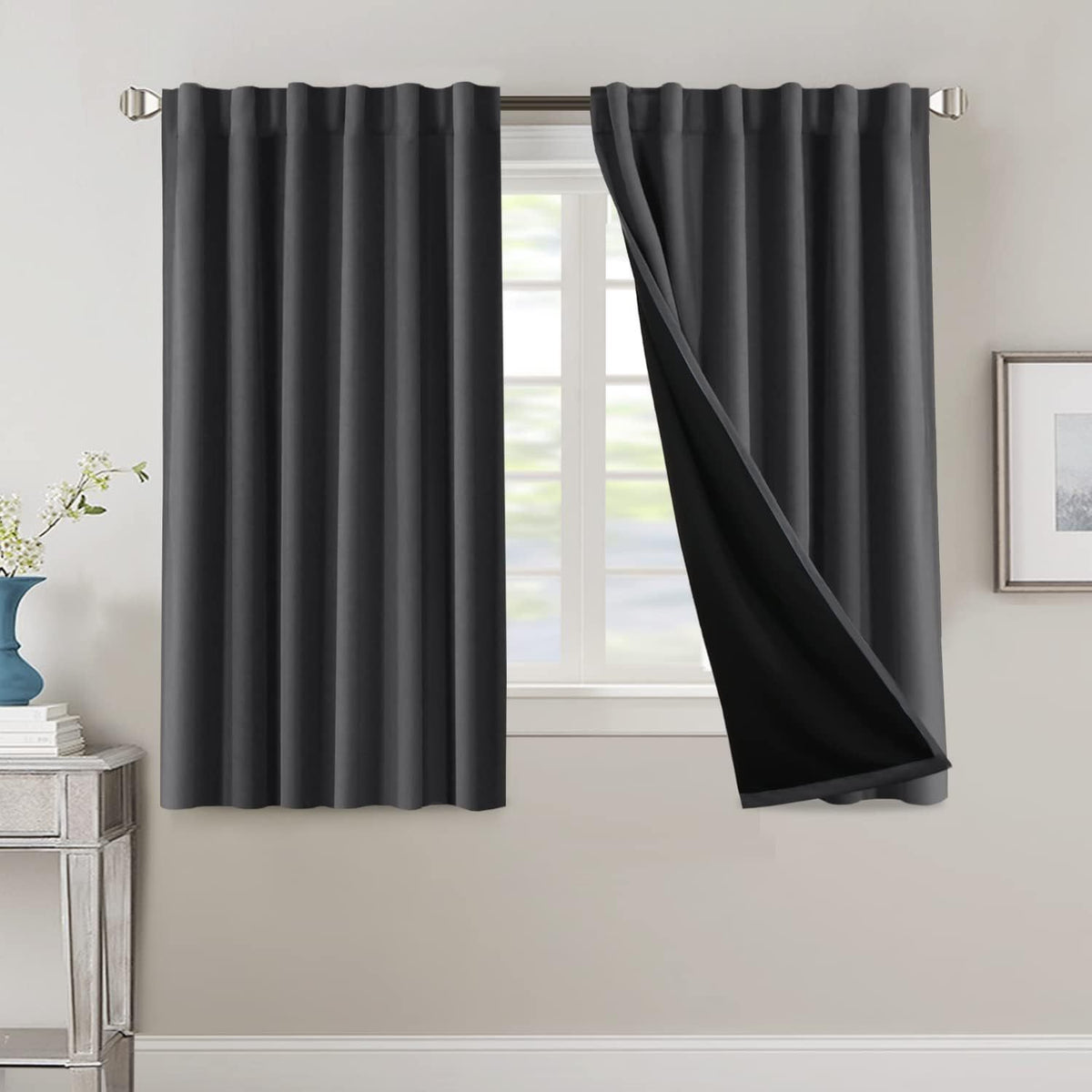 Blackout Curtains 2 Panels 100% Room Darkening 96 Inch Long – Triple Weave Thermal Insulated Back Tab & Rod Pocket Window Drapes for Bedroom & Living Room