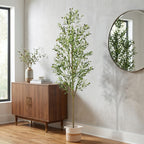 Artificial Olive Tree with Basket, Planter & Moss 5ft 6ft 7ft – Tall Indoor Fake Olive Plant with Realistic Wood Trunk, Lifelike Branches & Fruits for Office, Living Room & Spring Summer Home Decor