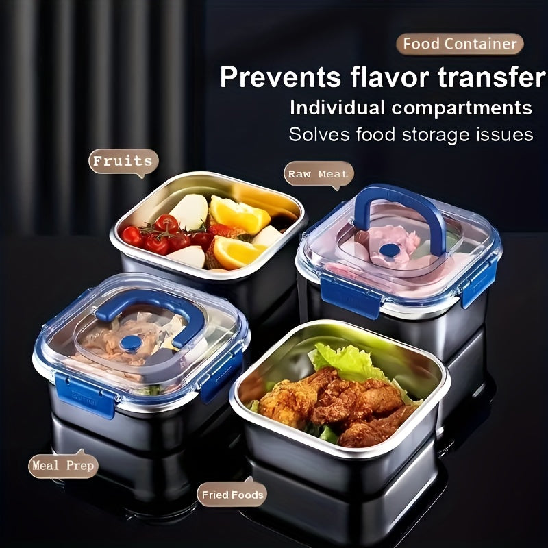 Stainless Steel Food Storage Containers Set of 4 – Extra Large 1800ml / 60oz, Airtight Leakproof Lids, Fridge & Freezer Safe, Meal Prep Lunch Box & Bento