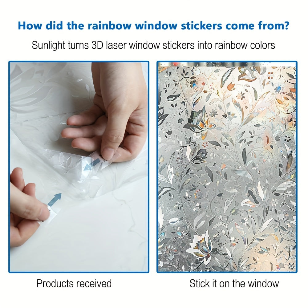Frosted Window Film Static Cling Removable Non-Adhesive 7mil Tulip Pattern – Privacy & Heat Control Window Film for Bathroom, Home Office & Living Room