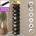 Stackable Shoe Rack Organizer 6 or 9 Tier – Plastic Vertical Shoe Shelf for Entryway, Hallway, Bedroom & Closet, Holds 6–9 Pairs, Easy Assembly, Black or White