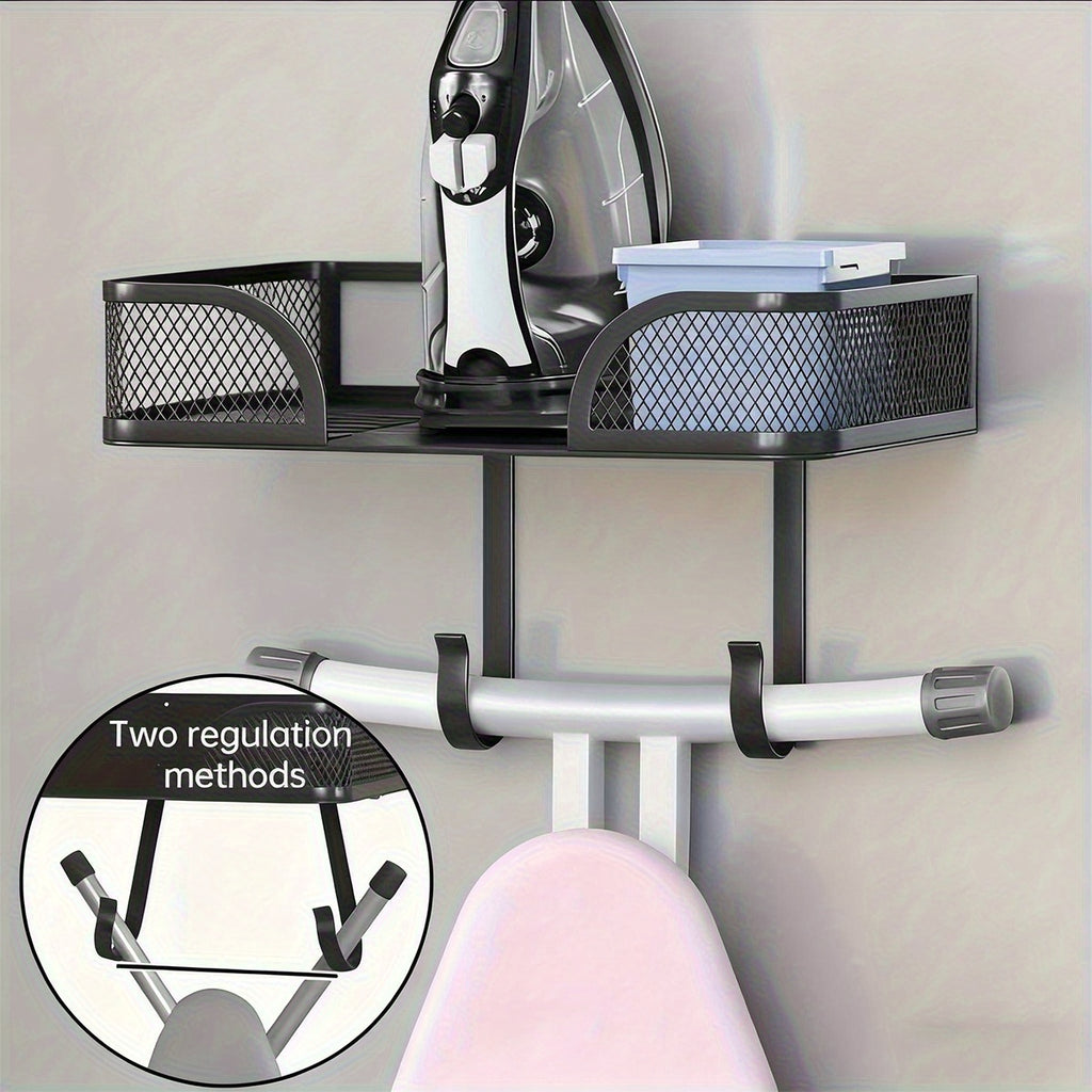 Wall-Mounted Iron & Steamer Storage Rack – Heat-Resistant Anti-Scald Ironing Board Holder, Space-Saving Vertical or Horizontal Door & Wall Mount for Home, Apartment & Laundry Room | Black