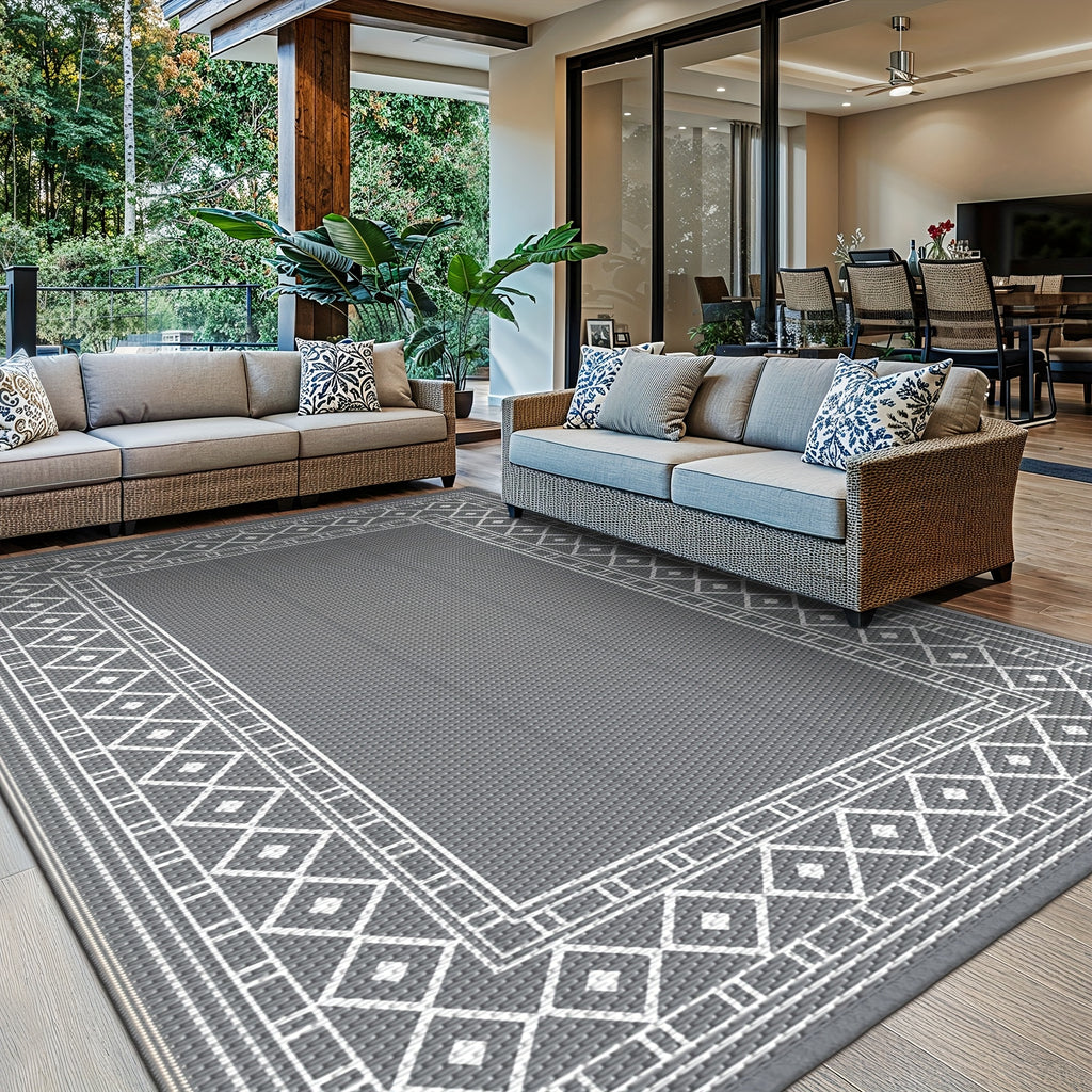 Outdoor Rug for Patio Foldable Reversible Plastic Straw Mat – Waterproof Area Rug for RV, Deck, Porch, Camper, Picnic & Balcony, 4 Sizes