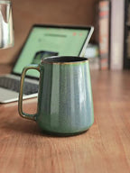 Large Ceramic Coffee Mug 24oz Vintage Style Dishwasher & Microwave Safe - Big Latte Cup for Men & Women, Office & Home, Hot Coffee Tea Soup Milk, Green & Blue Colors