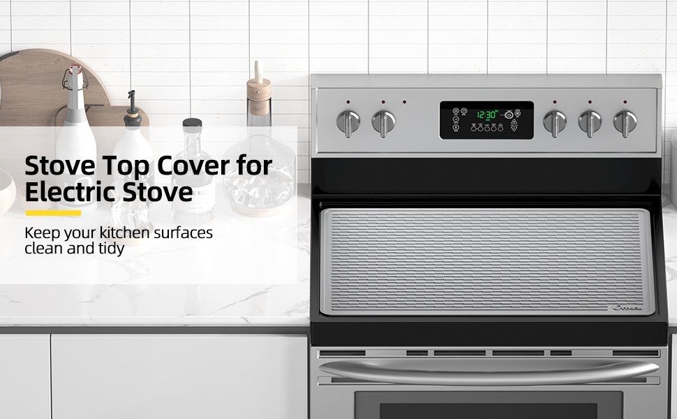 Silicone Stove Top Cover and Dish Drying Mat 30x21 Inch - Anti-Slip Thick Protective Mat for Glass and Electric Cooktops, Countertops and Washer Dryer - Heat Resistant Kitchen Mat